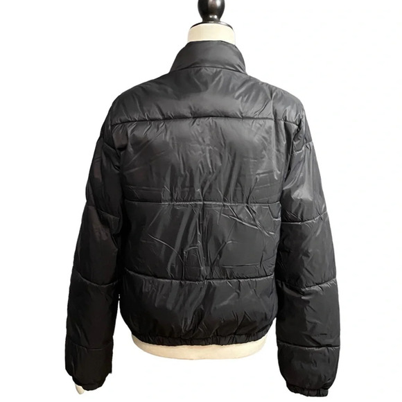 Volcom Puffs N Stuff Reversible Zip Up Striped Puffer Jacket Coat Black - Picture 13 of 14